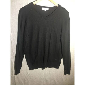 Womens Turnbury Sweater Merino Wool V Neck Black Vintage Casual Soft Winter